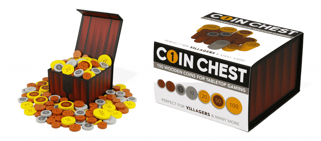 Top Villagers Board Card Game 1st Edition Wooden Coin Chest Kickstarter Expansion